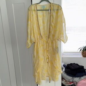 Yellow Sheer Tassel Swim Coverup - Lightweight Beach Kimono